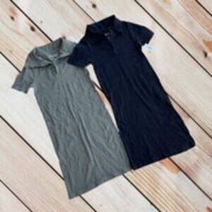 NWT POOF M L olive & black polo dresses